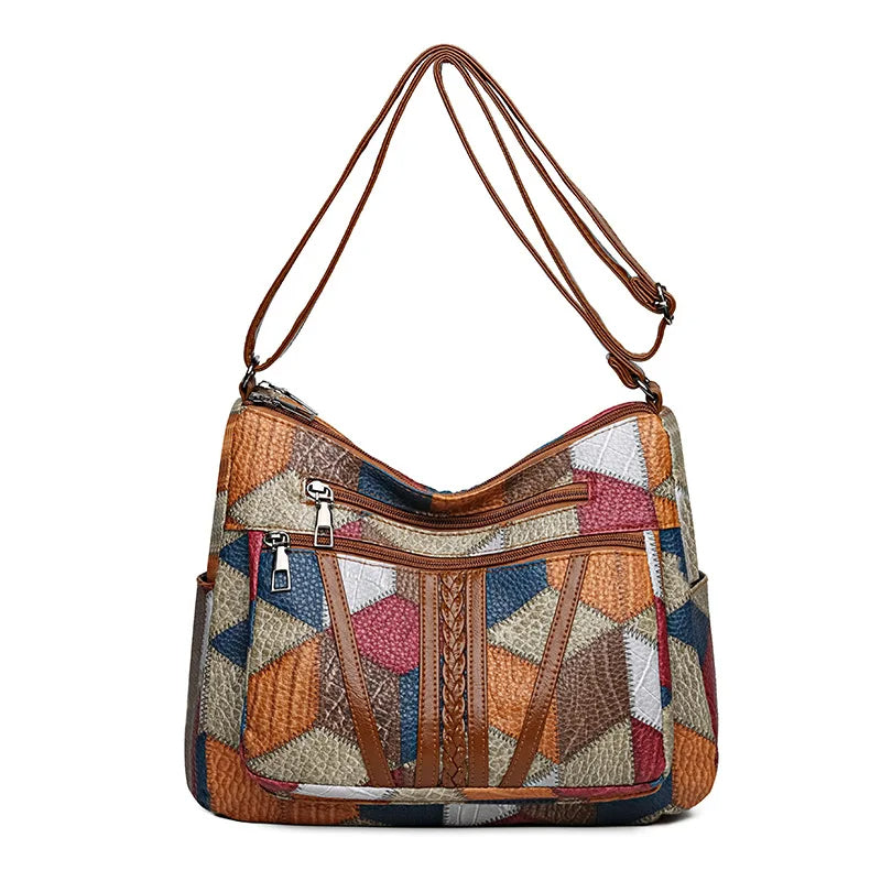 Torebka Damska Patchwork Na Ramię Stylowa Pojemna