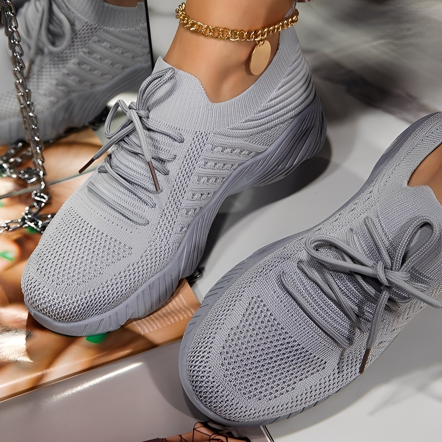 Damskie Oddychające Sneakersy Sportowe – Lekkie Buty do Chodzenia