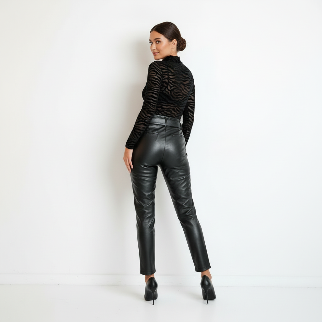 Damskie Body Transparentne z Wzorem Zebra – Elegancki Top