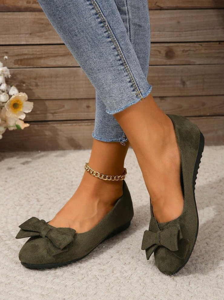 Baleriny Damskie Eleganckie z Kokardą Wygodne Buty Casual