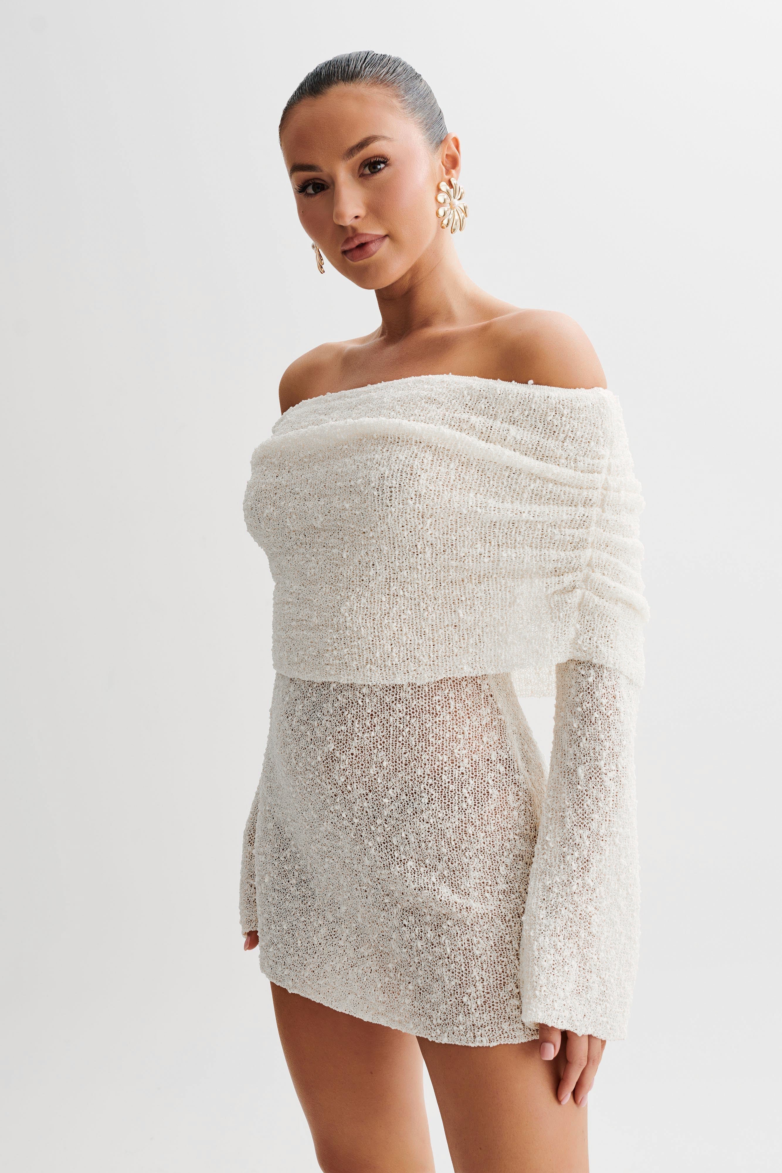 Velina | Przezroczysta sukienka mini off-shoulder
