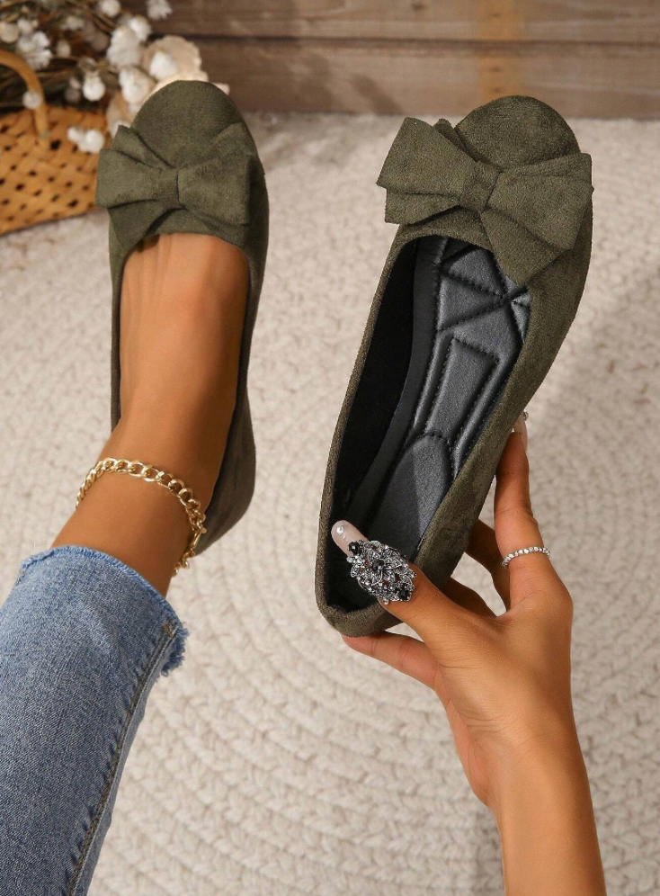 Baleriny Damskie Eleganckie z Kokardą Wygodne Buty Casual