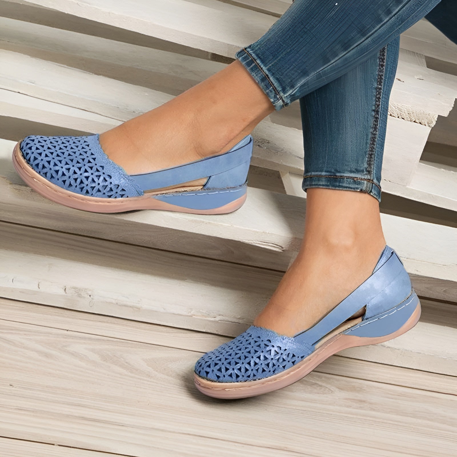 Damskie Baleriny Ażurowe Skórzane – Wygodne Buty Casual