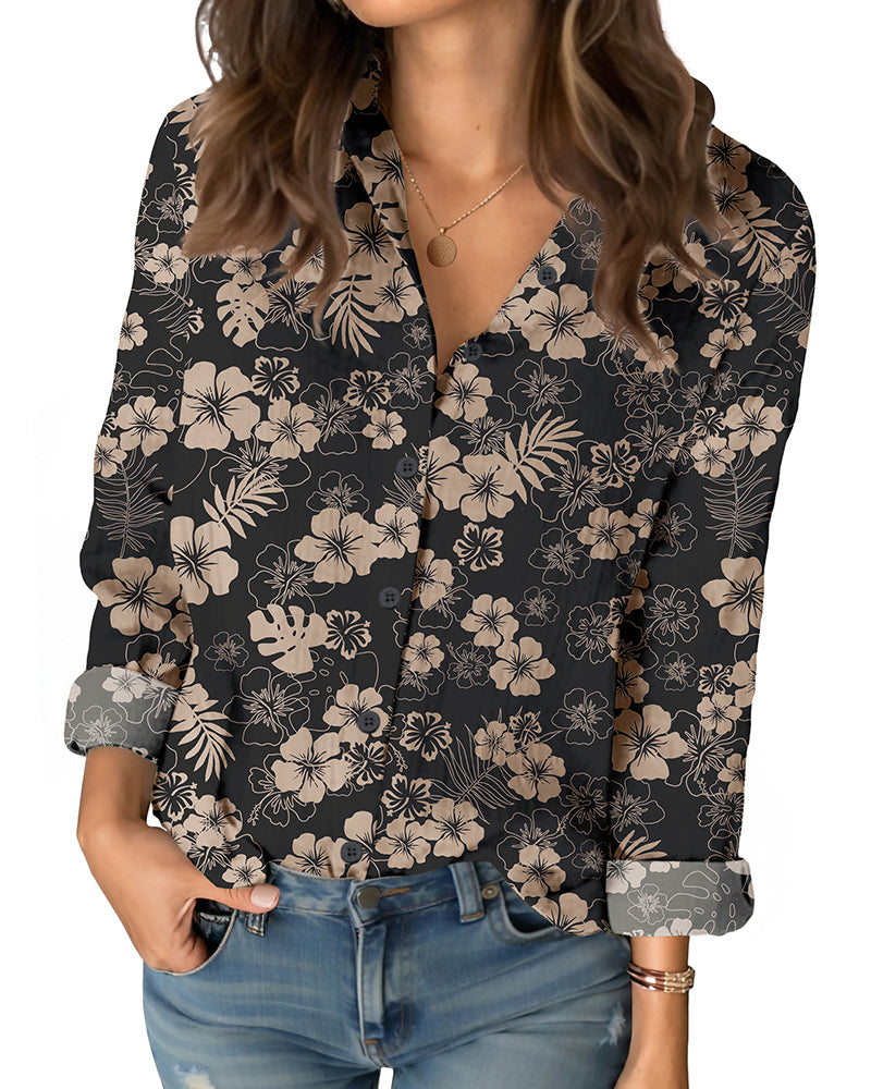 Koszula Damska Kwiatowa Lekka Casual Luźny Krój Stylowa