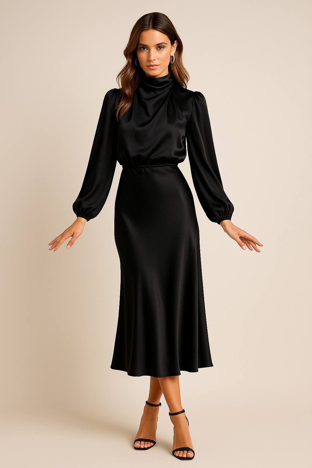 Seravelle | Elegancka Sukienka Midi z Golfem na Wesele i Przyjęcia