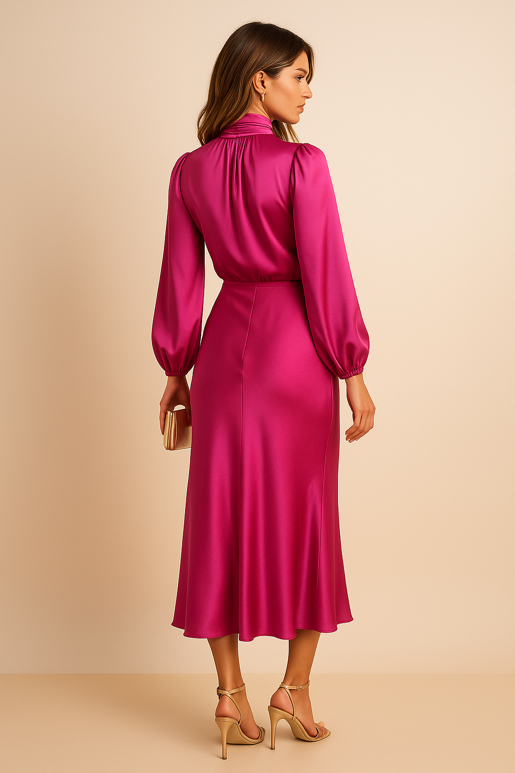 Seravelle | Elegancka Sukienka Midi z Golfem na Wesele i Przyjęcia