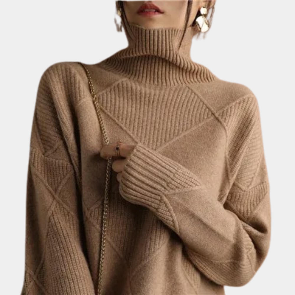 Sweter z Golfem o Strukturalnym Splocie