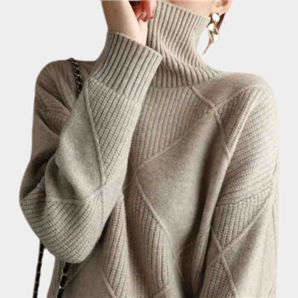 Sweter z Golfem o Strukturalnym Splocie