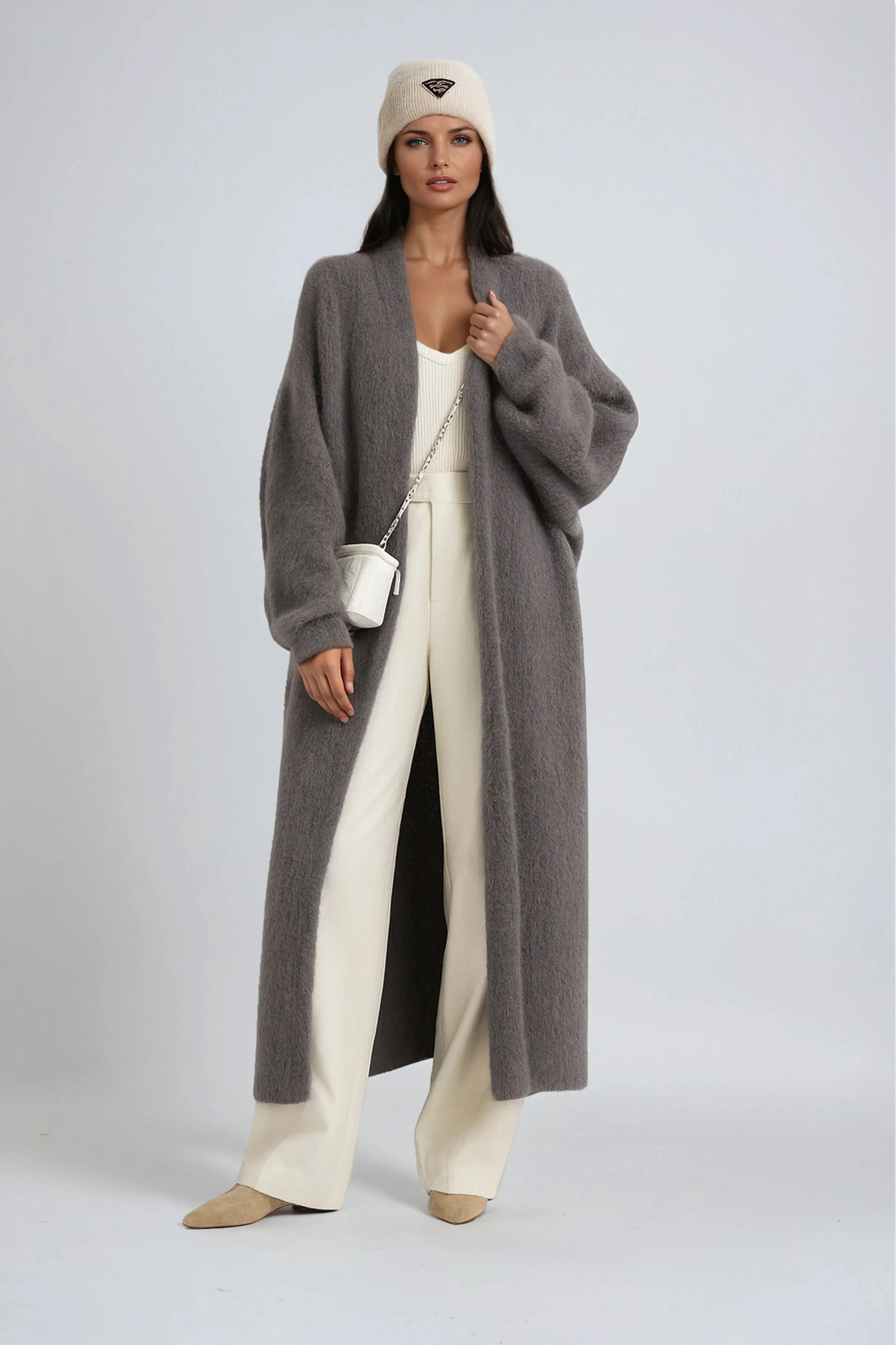Damski Długi Kardigan Dzianinowy Oversize Elegancki