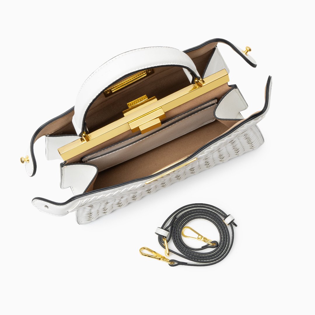 Elegancka torebka pleciona kuferek stylowa torba premium