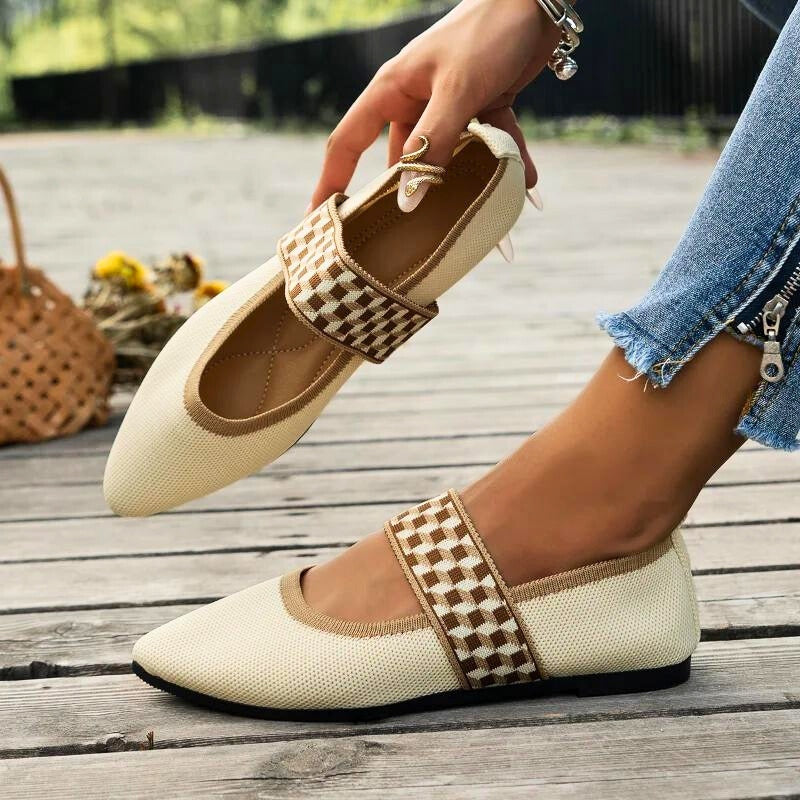 Damskie Baleriny Elegance z Plecionym Paskiem