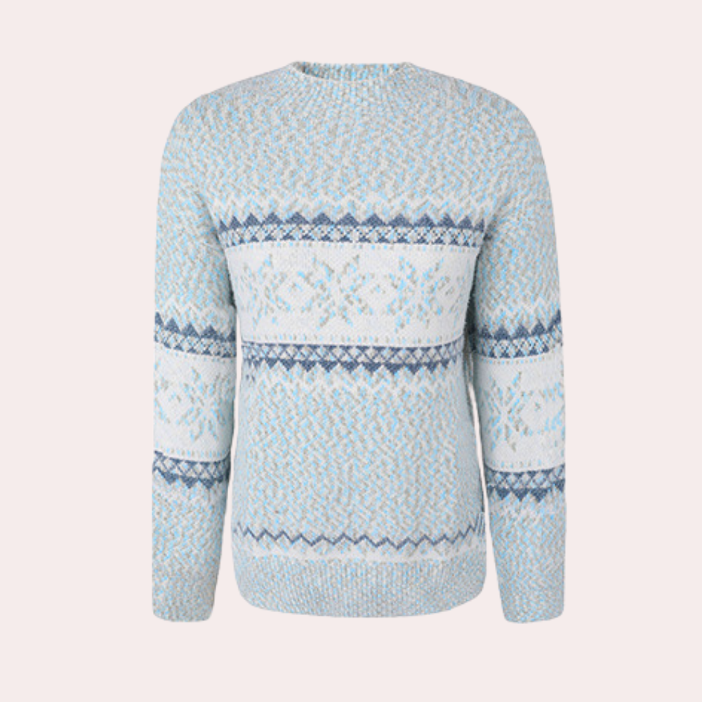 Sweter z Nordyckim Wzorem i Okrągłym Dekoltem