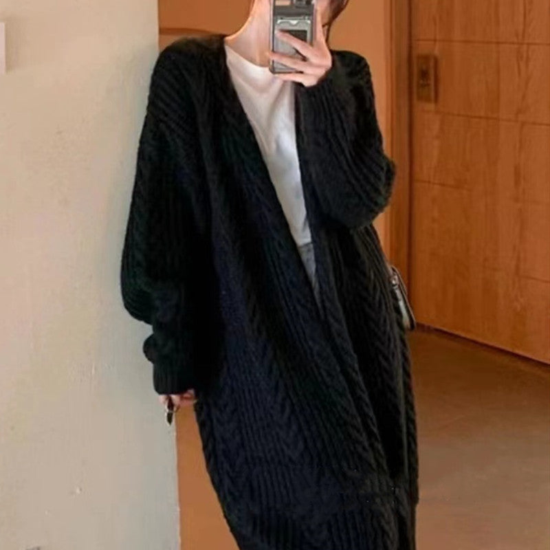 Długi kardigan oversize ciepły miękki sweter casual styl