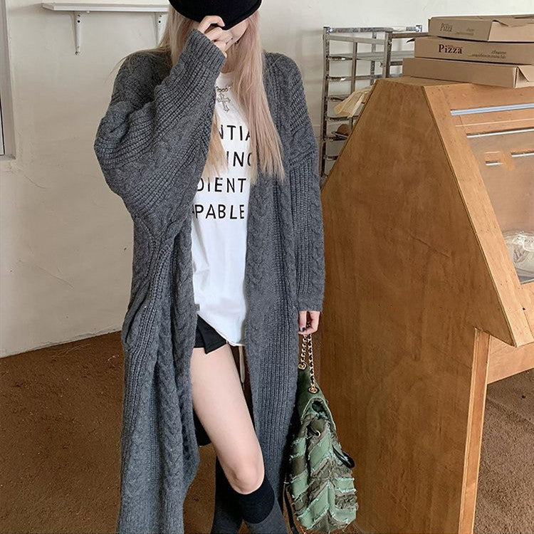 Długi kardigan oversize ciepły miękki sweter casual styl