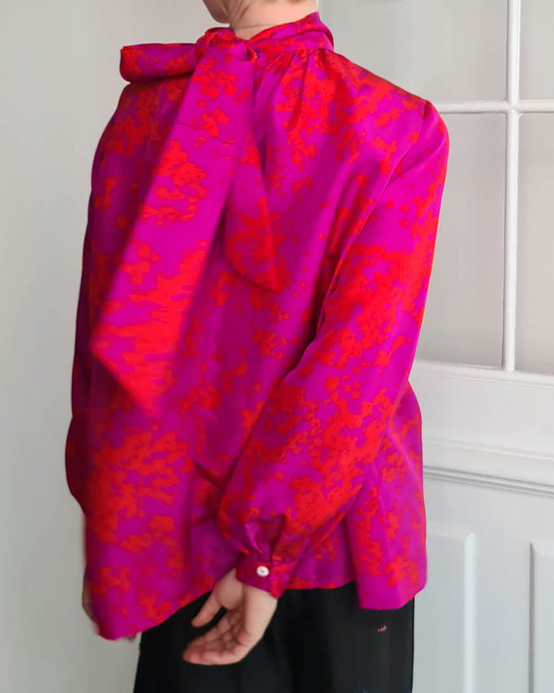 Elegancka Bluzka Damska z Wysokim Kołnierzem Luźna Stylowa