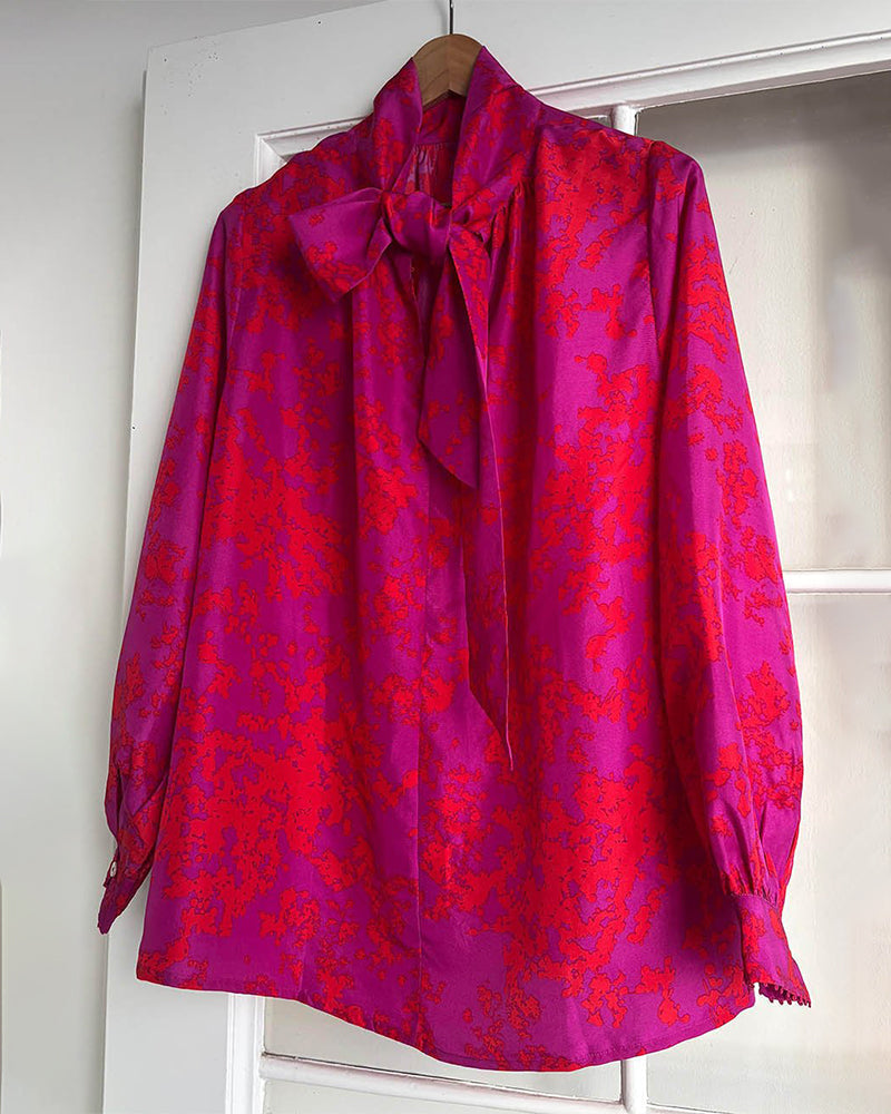 Elegancka Bluzka Damska z Wysokim Kołnierzem Luźna Stylowa