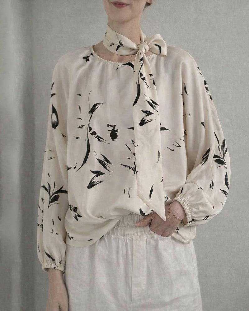 Elegancka Bluzka Damska z Kokardą Luźna Lekka Stylowa