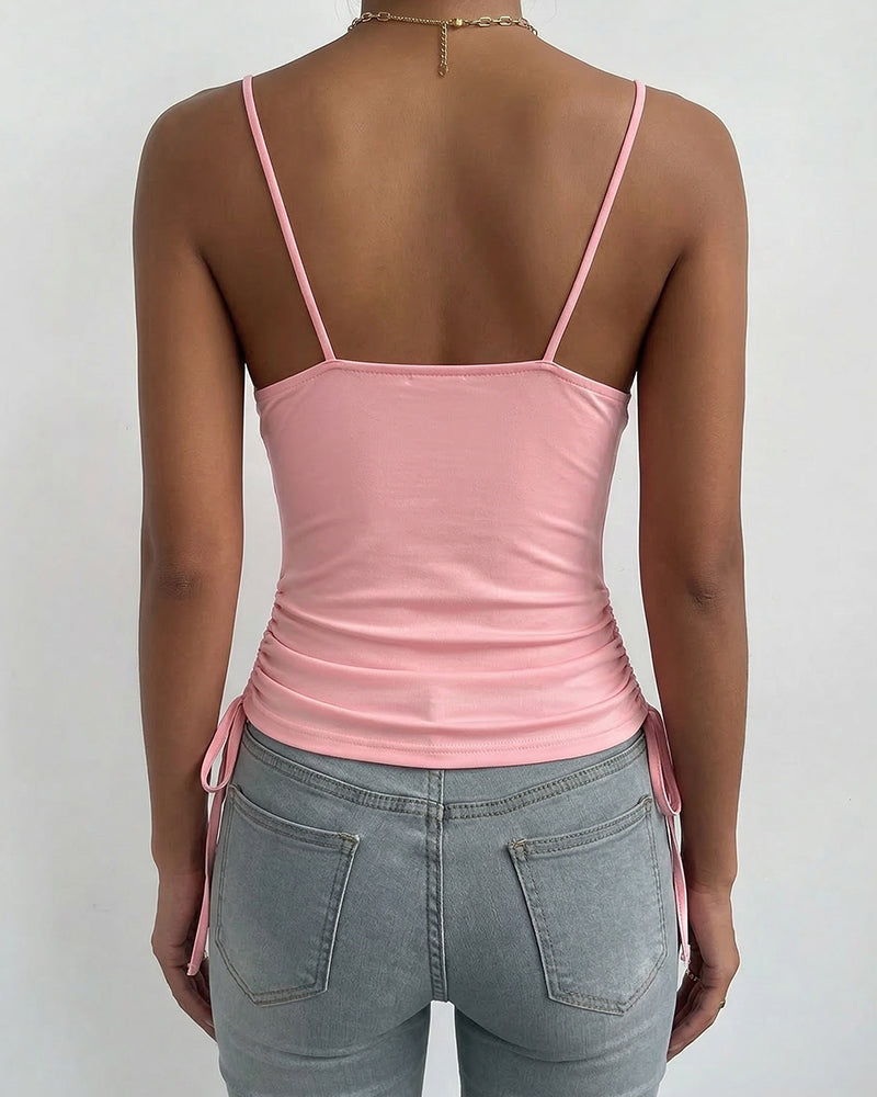 Top Damski Dopasowany Na Ramiączkach Marszczony Stylowy