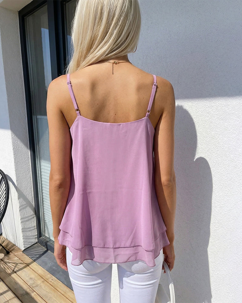 Top Damski Zwiewny Na Ramiączkach Luźny Letni Stylowy