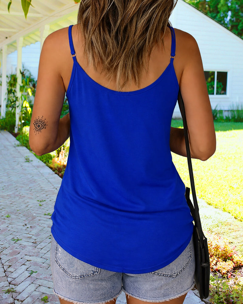 Top Damski Na Ramiączkach V Neck Lekki Letni Casual