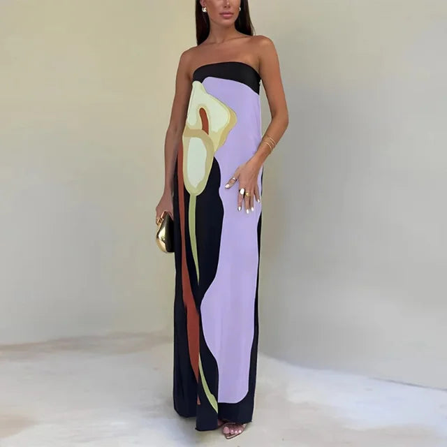 Sukienka Maxi Bandeau z Printem