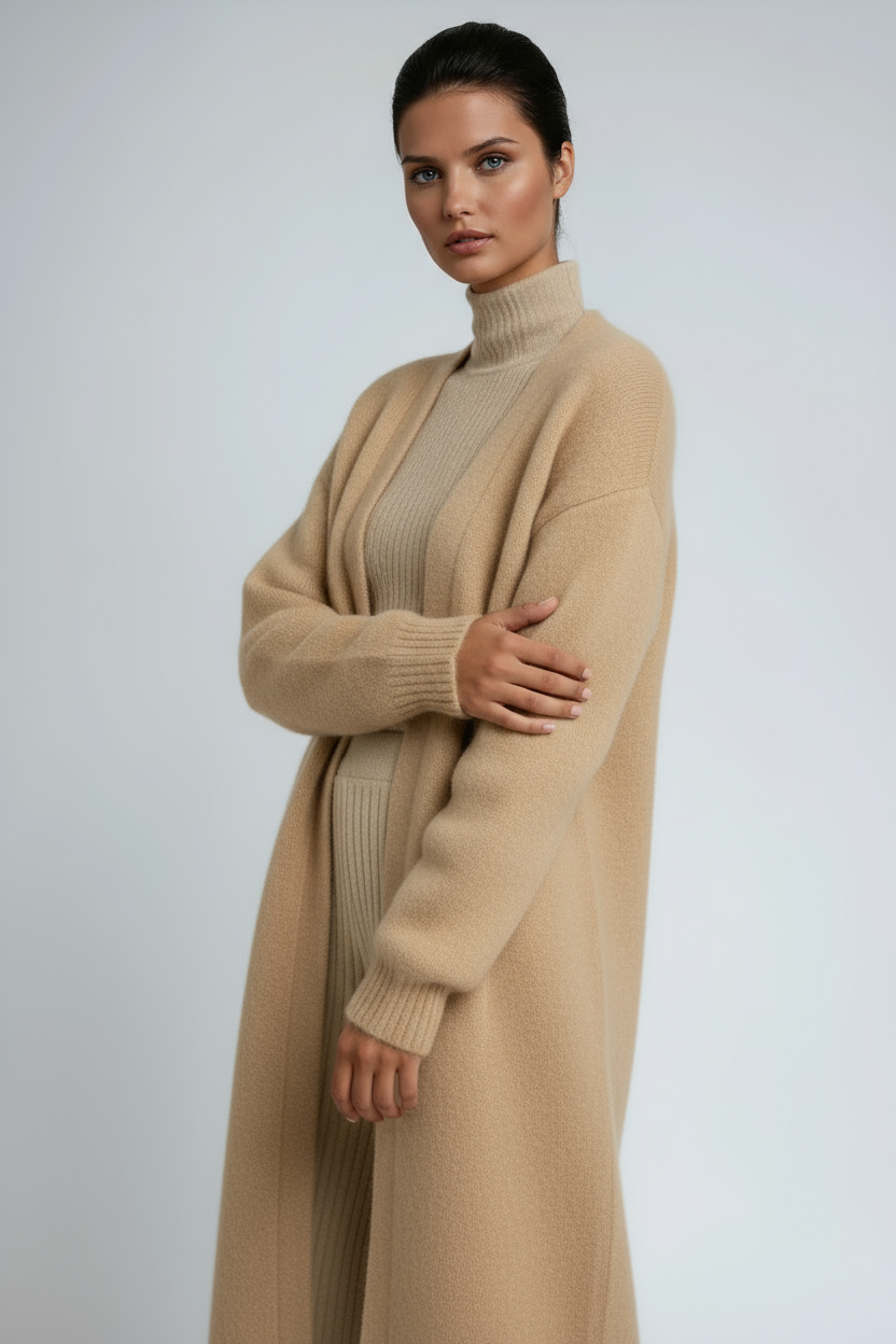Damski Długi Kardigan Dzianinowy Oversize Elegancki