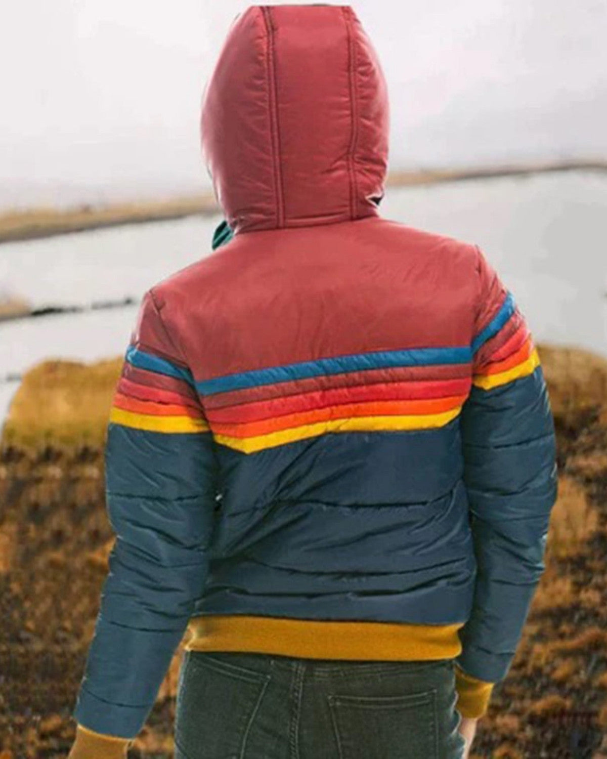 Pikowana Kurtka Outdoorowa w Stylu Retro
