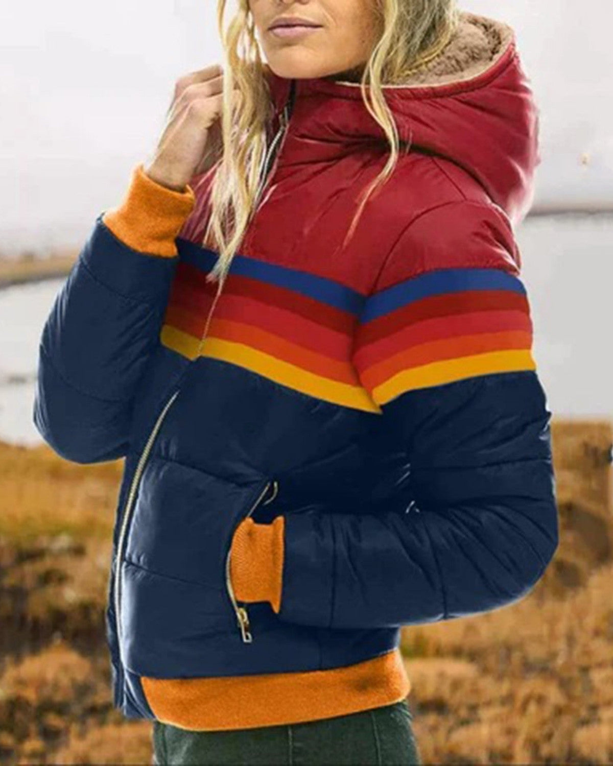 Pikowana Kurtka Outdoorowa w Stylu Retro