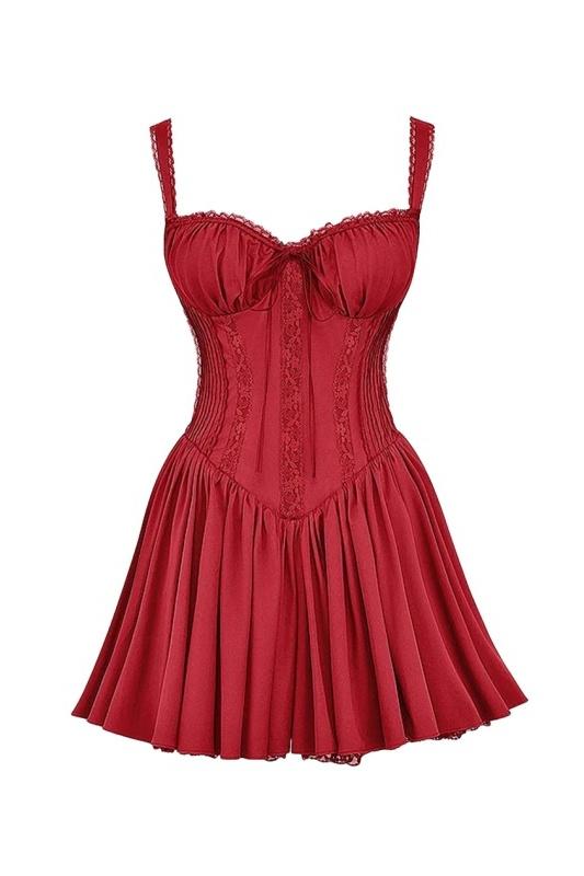 Valentina | Romantyczna sukienka mini z koronkowym gorsetem i detalami falbanki