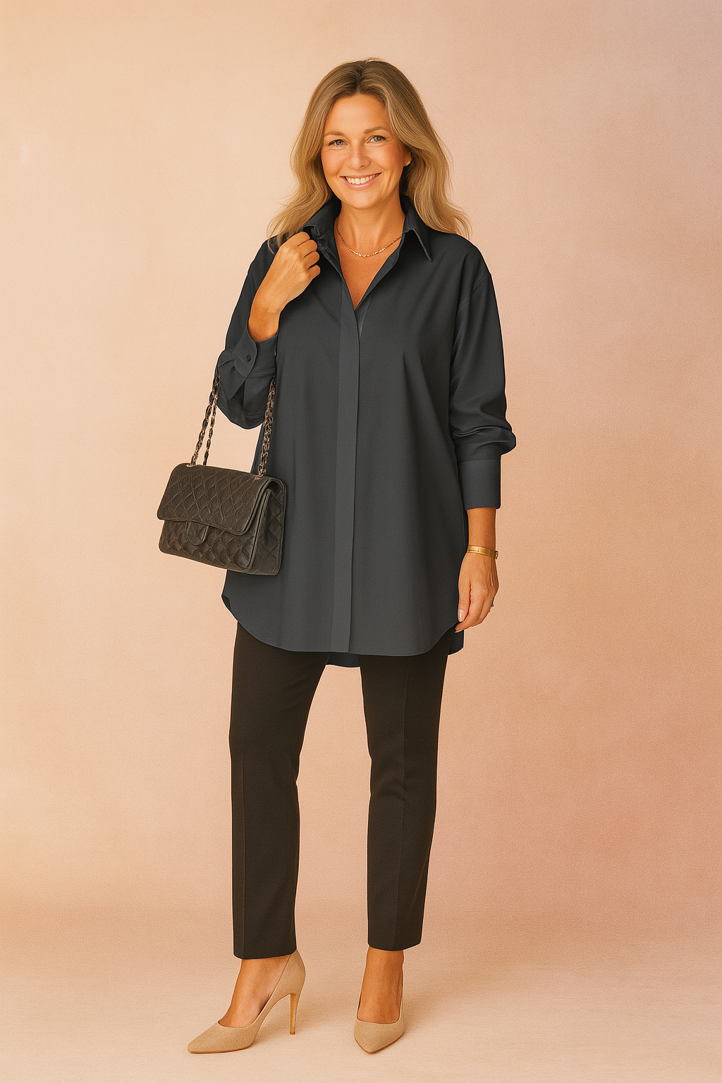 Długa Koszula Damska Oversize Elegancka Tunika Casual