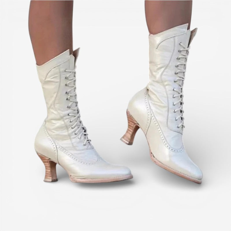 Damskie Botki na Obcasie Sznurowane – Eleganckie Buty Vintage