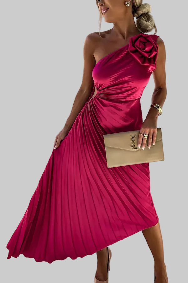 Elegancka sukienka plisowana midi stylowa lekka wieczorowa