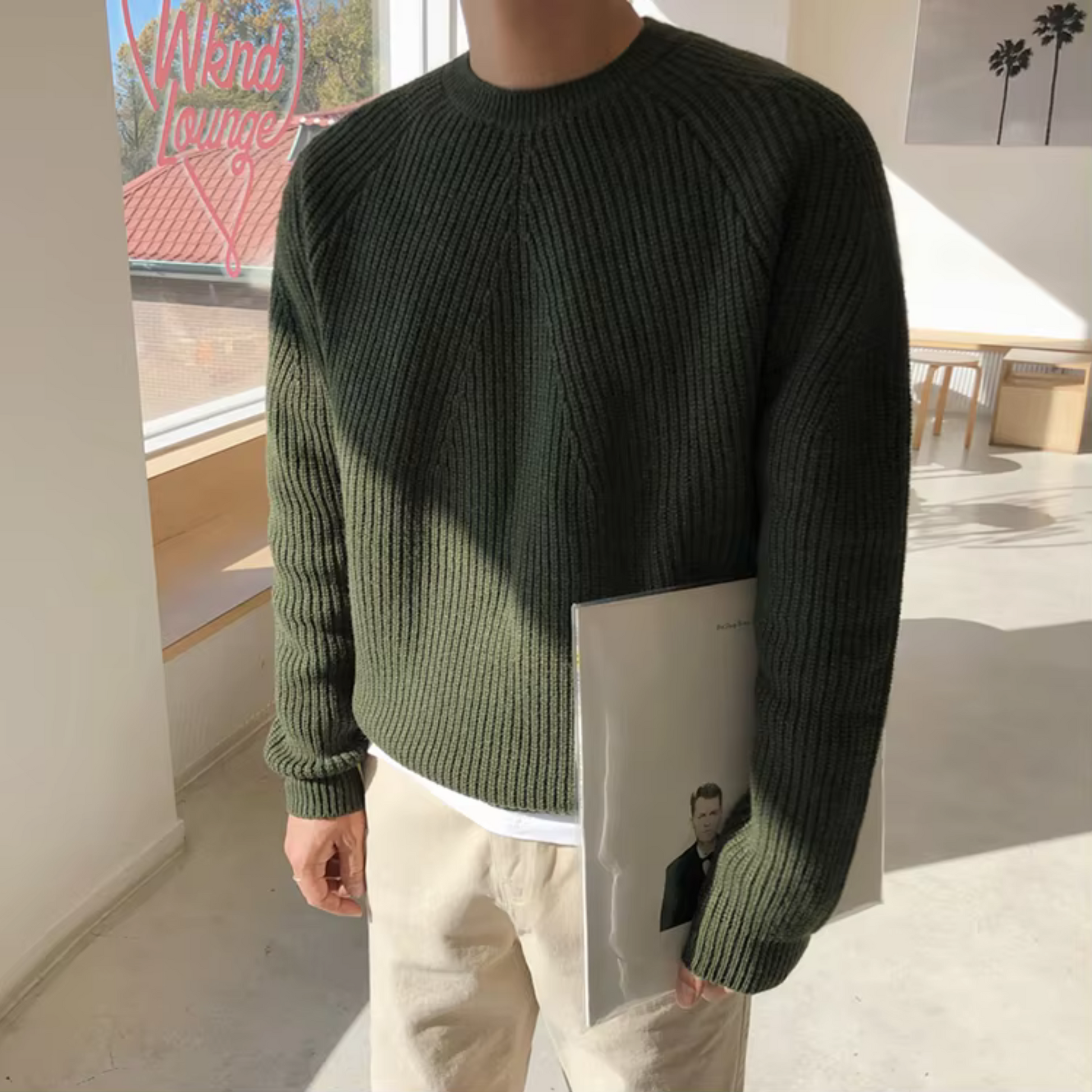 Męski Sweter Oversize Dzianinowy Komfortowy Styl