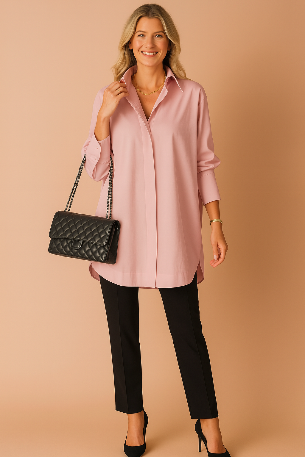 Długa Koszula Damska Oversize Elegancka Tunika Casual