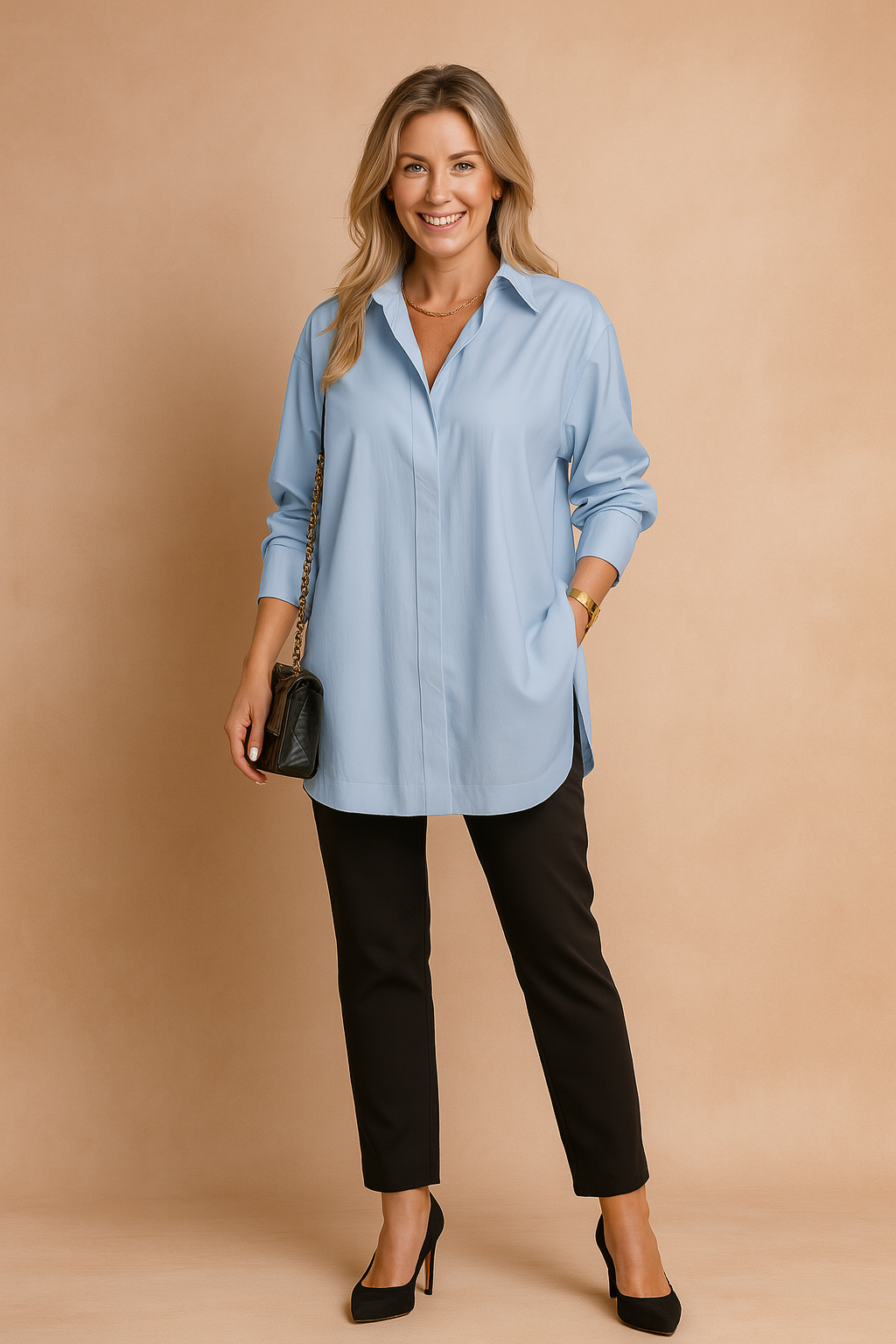Długa Koszula Damska Oversize Elegancka Tunika Casual