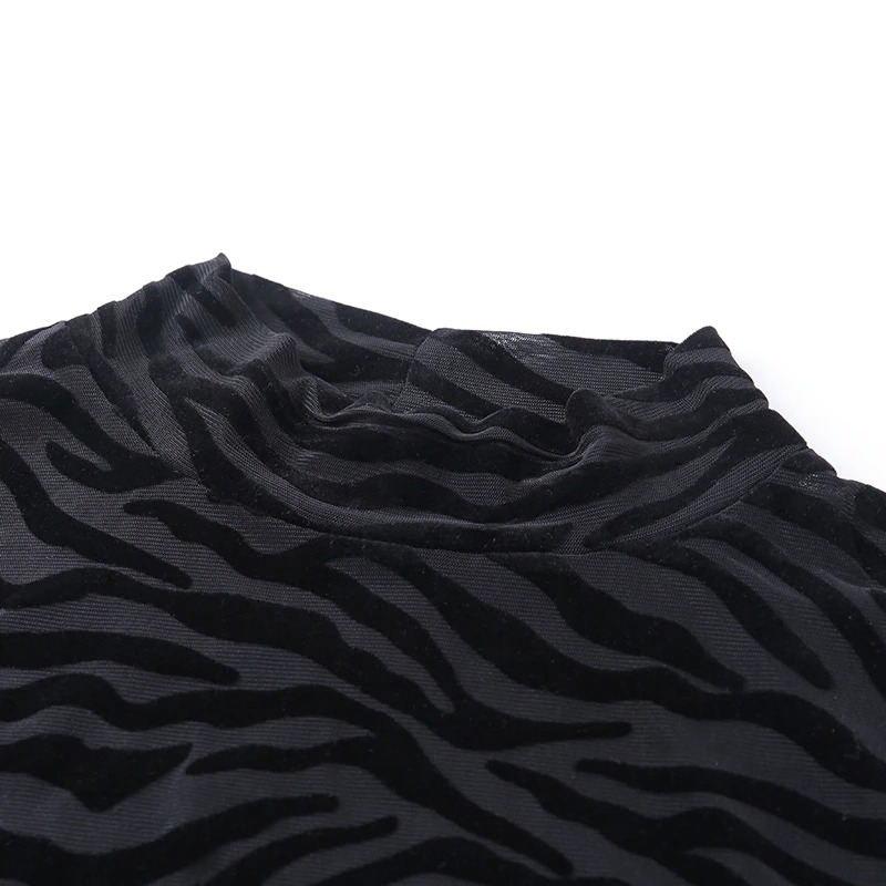 Body Transparentne Z Wzorem Zebra Dopasowane Eleganckie
