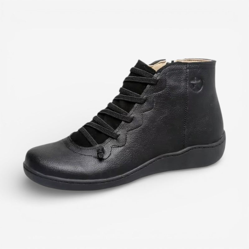 Damskie Skórzane Botki Sznurowane – Wygodne Buty Casual