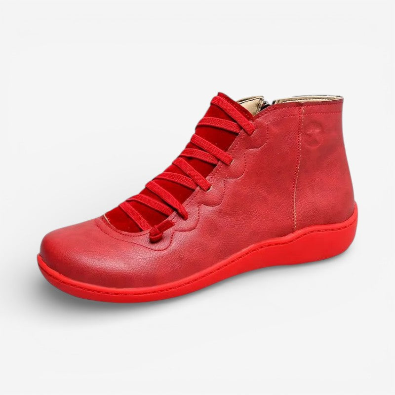 Damskie Skórzane Botki Sznurowane – Wygodne Buty Casual