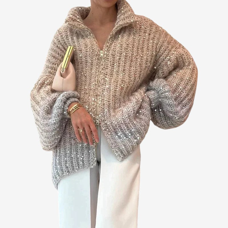Damski sweter oversize gruby elegancki ciepły stylowy