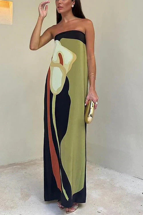 Sukienka Maxi Bandeau z Printem