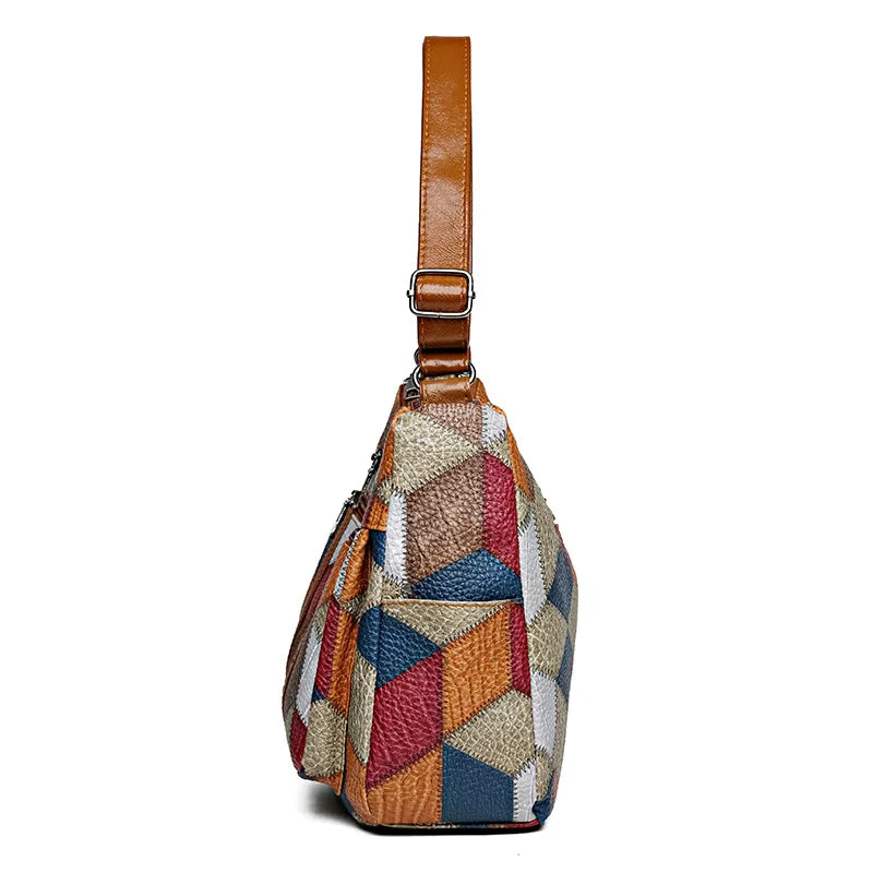 Torebka Damska Patchwork Na Ramię Stylowa Pojemna