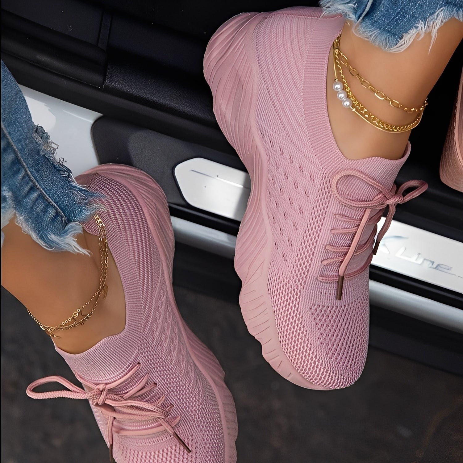 Damskie Oddychające Sneakersy Sportowe – Lekkie Buty do Chodzenia