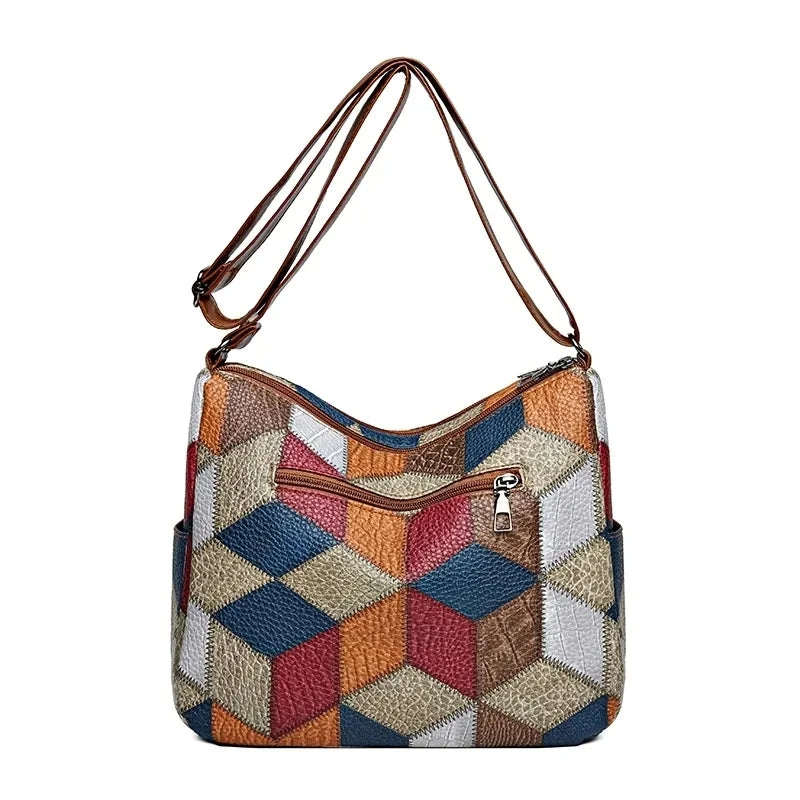Torebka Damska Patchwork Na Ramię Stylowa Pojemna
