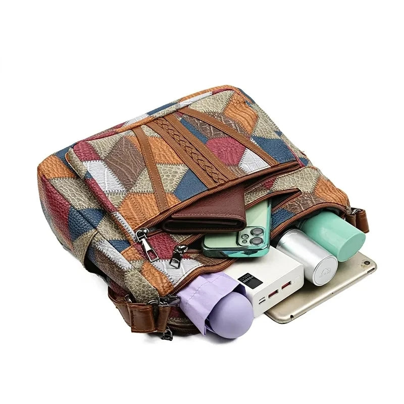 Torebka Damska Patchwork Na Ramię Stylowa Pojemna