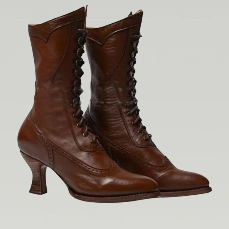Damskie Botki na Obcasie Sznurowane – Eleganckie Buty Vintage