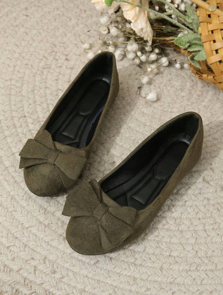 Baleriny Damskie Eleganckie z Kokardą Wygodne Buty Casual
