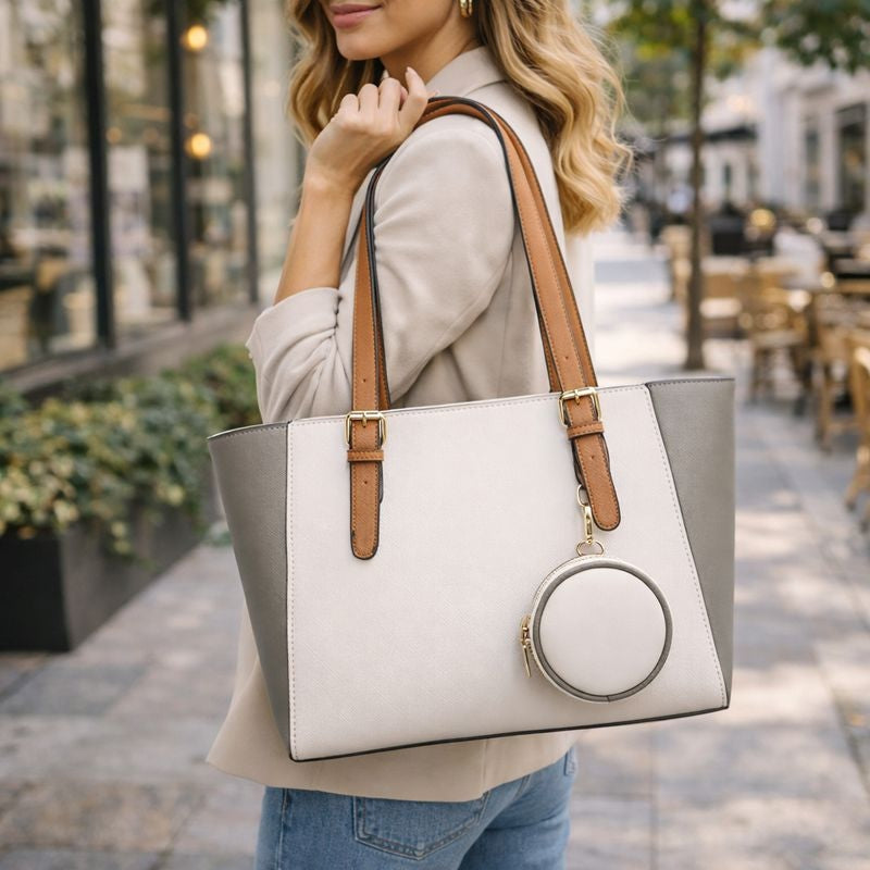 Damska Duża Torebka Tote na Ramię z Kosmetyczką