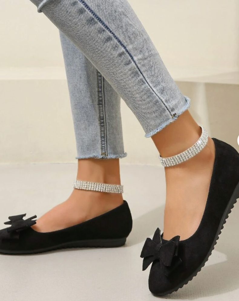 Baleriny Damskie Eleganckie z Kokardą Wygodne Buty Casual