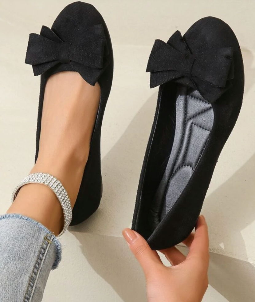 Baleriny Damskie Eleganckie z Kokardą Wygodne Buty Casual