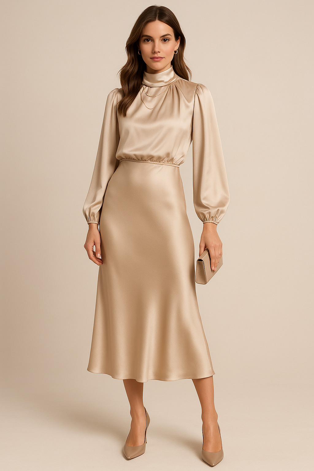 Seravelle | Elegancka Sukienka Midi z Golfem na Wesele i Przyjęcia